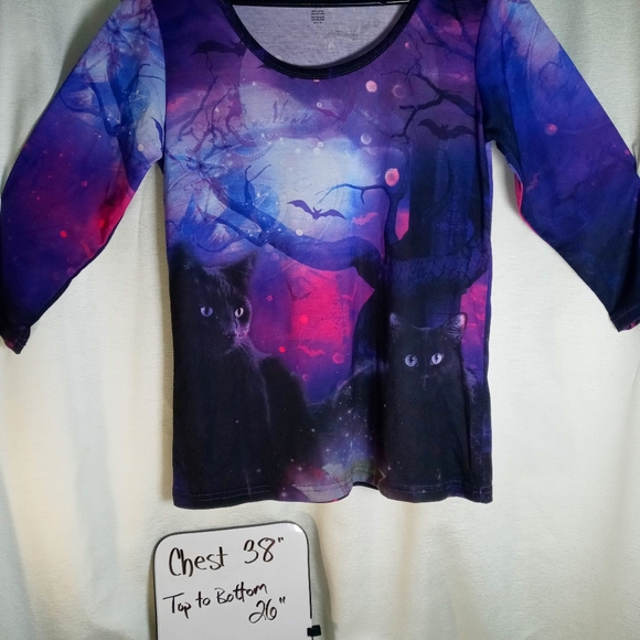 Celebrate Halloween Purple Black Cat Tree Bat - Picture 3 of 5